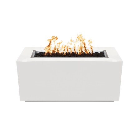 The Outdoor Plus 84 Rectangular Pismo Fire Pit - Powder Coated Metal - White - Match Lit - Natural Gas OPT-R8424PCR-WHT-NG